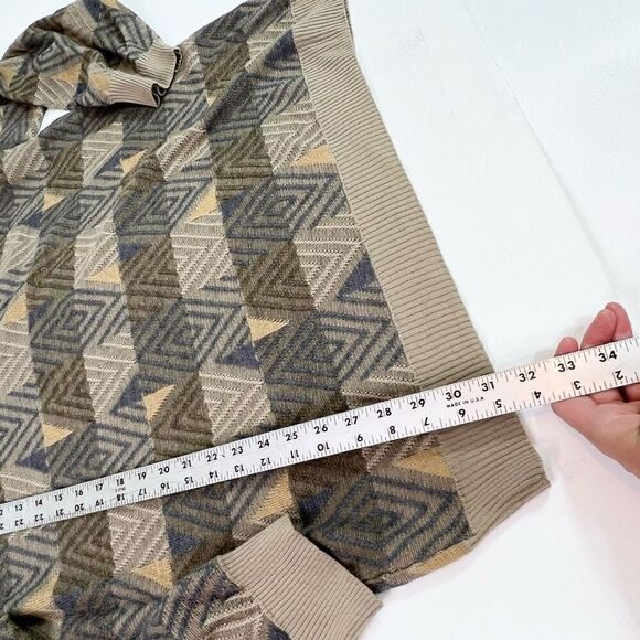 Cellinni Sweater Mens 2XL Tan Geometric Print Wool Blend Long Sleeve Knit Vtg - Picture 7 of 8